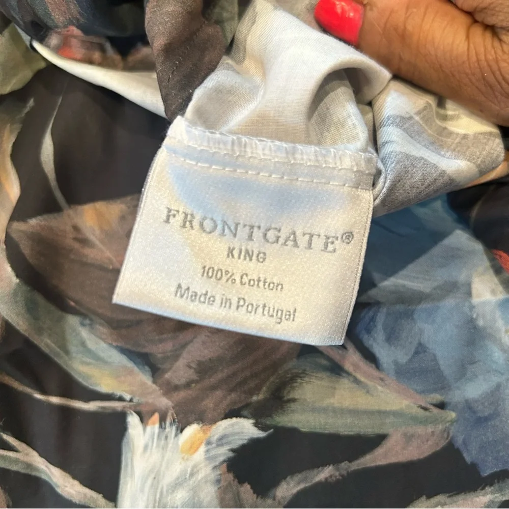 FRONTGATE Portugal King Duvet Cover Floral Cotton Cottage Core Romantic